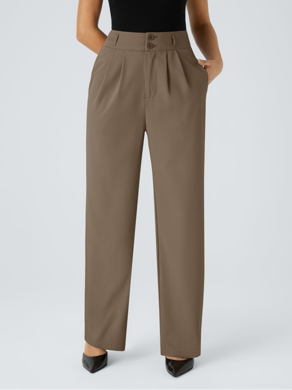 Halara Viral Stretch Work Pants Brown MSRP $60 Med NWT
